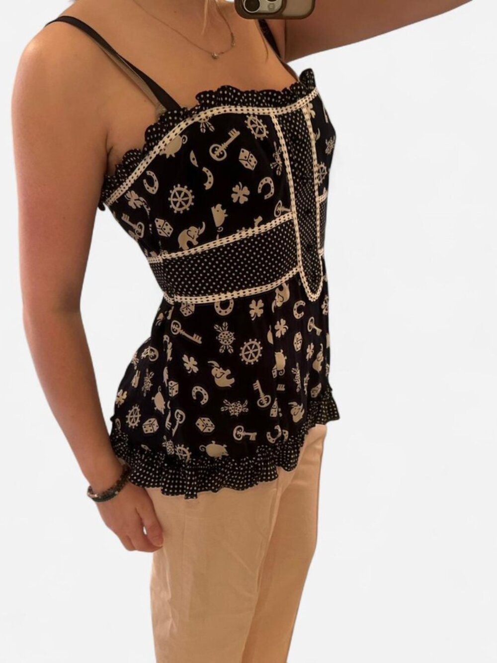 Nanette Lepore navy and white nautical corset top